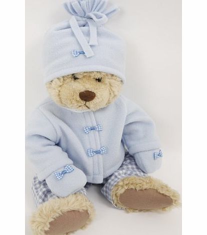 NEW! PALE BLUE FLEECE JACKET ,HAT AND MITTENS SET 14-18 INS 35-45CM [NOT INCLUDING TROUSERS] TO FIT DOLLS SUCH AS 43 CM BABY BORN